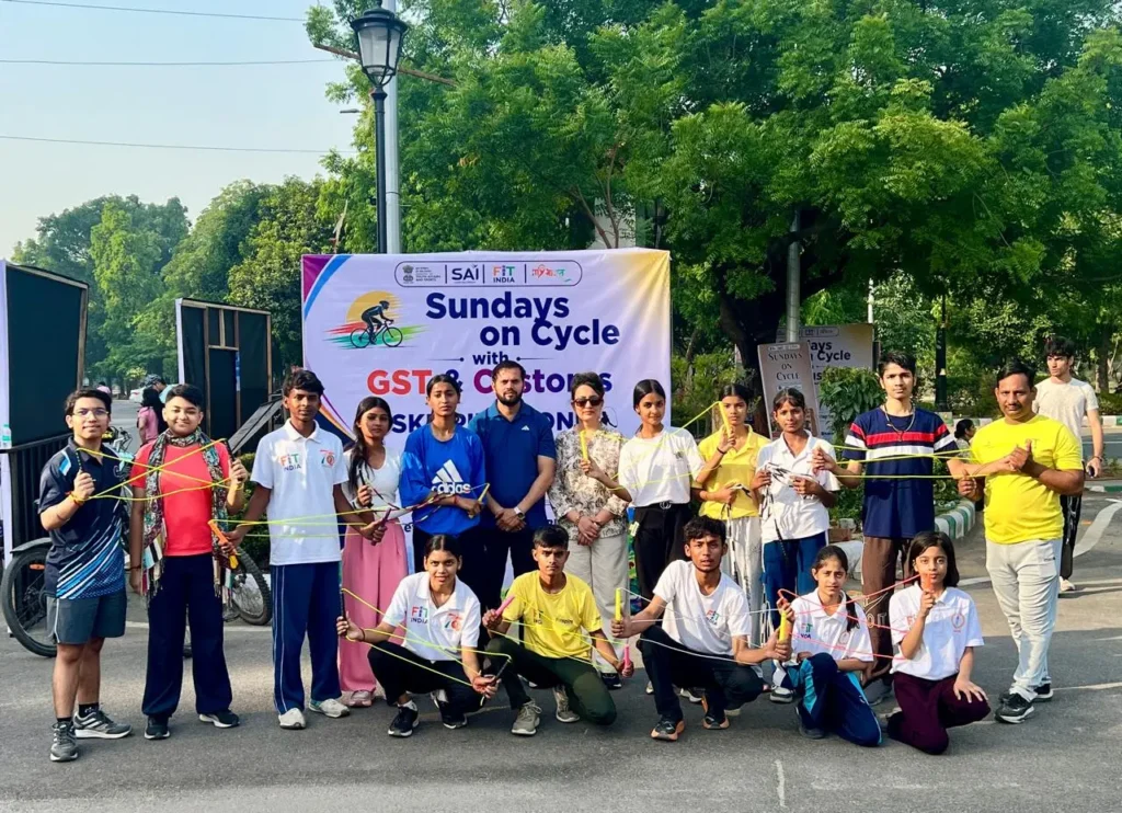 Indian Rope Skipping Federation team at Fit India Sundays on Cycle