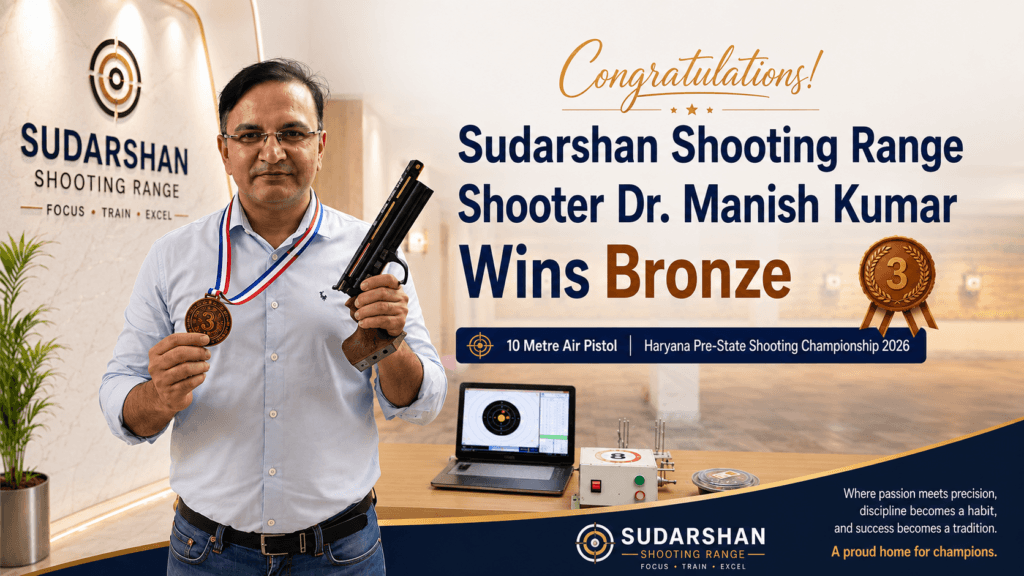 Sudarshan Shooting Range shooter Dr. Manish Kumar wins bronze in Air Pistol Shooting