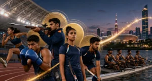Asian Games 2026 medal projection: क्या भारत 107 का रिकॉर्ड तोड़ेगा? Aichi-Nagoya Asian Games 2026 के लिए भारतीय खिलाड़ियों और जापानी स्टेडियम का संपादकीय चित्र