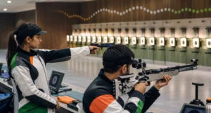 एशियाई खेल 2026: भारतीय निशानेबाजी टीम में दिग्गज बाहर, नए चेहरों को मौका Asian Games 2026 के लिए indoor range में senior और युवा भारतीय निशानेबाजों का संपादकीय दृश्य