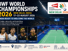 BWF World Championships 2026: New Delhi Ready to Welcome Badminton’s Best as India Eyes Home Glory BWF World Championships 2026 New Delhi poster featuring PV Sindhu, Lakshya Sen, Satwiksairaj Rankireddy and Chirag Shetty