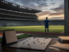 Indian football crisis: AIFF governance, league calendar और 138वीं ranking का सच खाली भारतीय फुटबॉल स्टेडियम में league calendar और governance documents का संपादकीय दृश्य