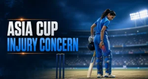 Women’s Asia Cup 2026 से पहले भारत को झटका: जेमिमा रोड्रिग्स हैमस्ट्रिंग चोट के कारण The Hundred से बाहर Women’s Asia Cup 2026 से पहले जेमिमा रोड्रिग्स की hamstring injury पर प्रतीकात्मक editorial illustration