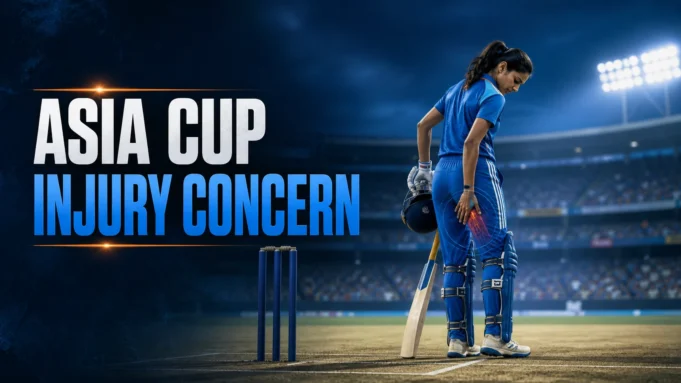 Jemimah Rodrigues Injury Asia Cup 2026 Women’s Asia Cup 2026 से पहले जेमिमा रोड्रिग्स की hamstring injury पर प्रतीकात्मक editorial illustration