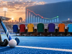 Hockey India League पर संकट: खेल मंत्री ने मांगा नया रोडमैप, पांच सदस्यीय समिति तलाशेगी समाधान Hockey India League के वित्तीय भविष्य पर खेल मंत्रालय और फ्रेंचाइजी की बैठक का प्रतीकात्मक चित्र