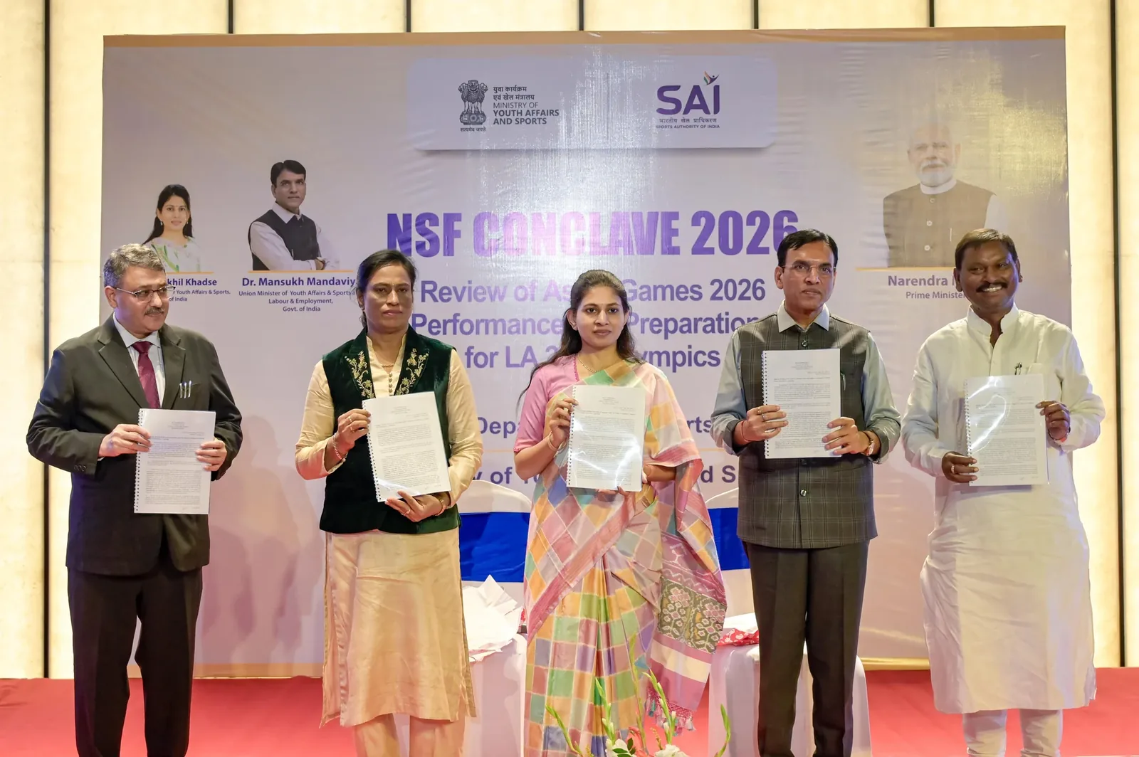 एनएसएफ कॉन्क्लेव 2026 में संशोधित दिशा-निर्देशों की पुस्तिका का विमोचन, फोटो SAI Media